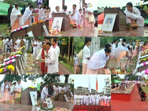 Thousands of people offer tributes to 18 martyrs of June 18 at their memorial at Kekrupat, ministers and MLAs join the observance