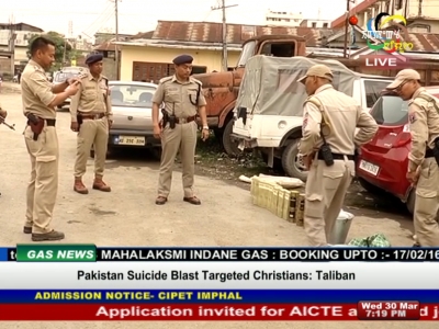 Additional S.P, Imphal West, Th. Vikramjit today conducted search operation at PWD Complex.