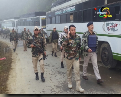 75 stranded vehicles escorted by security forces from Sinam Khul in Chandel district to Imphal today
