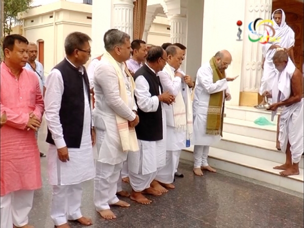 BJP National President Amit Shah visits Shri Shri Govindajee temple before leaving Imphal