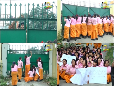 Scuffles between the students of Tamphasana girls Higher Secondary School and police personnel occurred this afternoon