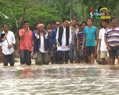 At least 2000 houses and paddy fields have been submerged under flood waters in Khundrakpam