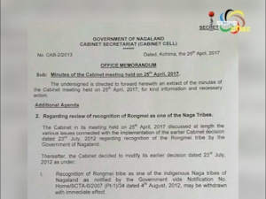 Nagaland cabinet withdraws recognition to Rongmei tribe as one of indigenous Naga tribes with immediate effect