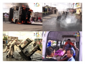 At least 7 women injured as school van hits protestors at Thongju Boroi Makhong, vehicle set on fire