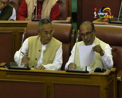 Protem speaker administers oath to elected members in the assembly, floor test to be held tomorrow