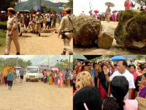 Chingmi-Tammi Apunba Lup today halted  traffic for some time in front of Home Guard Commandant Office