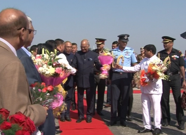 President Ram Nath Kovind arrives in Imphal to inaugurate  North East Development Summit and  Sangai Festival 2017
