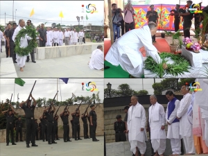 Chief Minister Ibobi leads the people in offering tribute to  freedom fighters who sacrificed their lives for freedom of Manipur