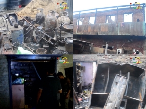 Fire destroys house completely in Thangmeiband Dewan Leikai, Fire tender comes to the site without water